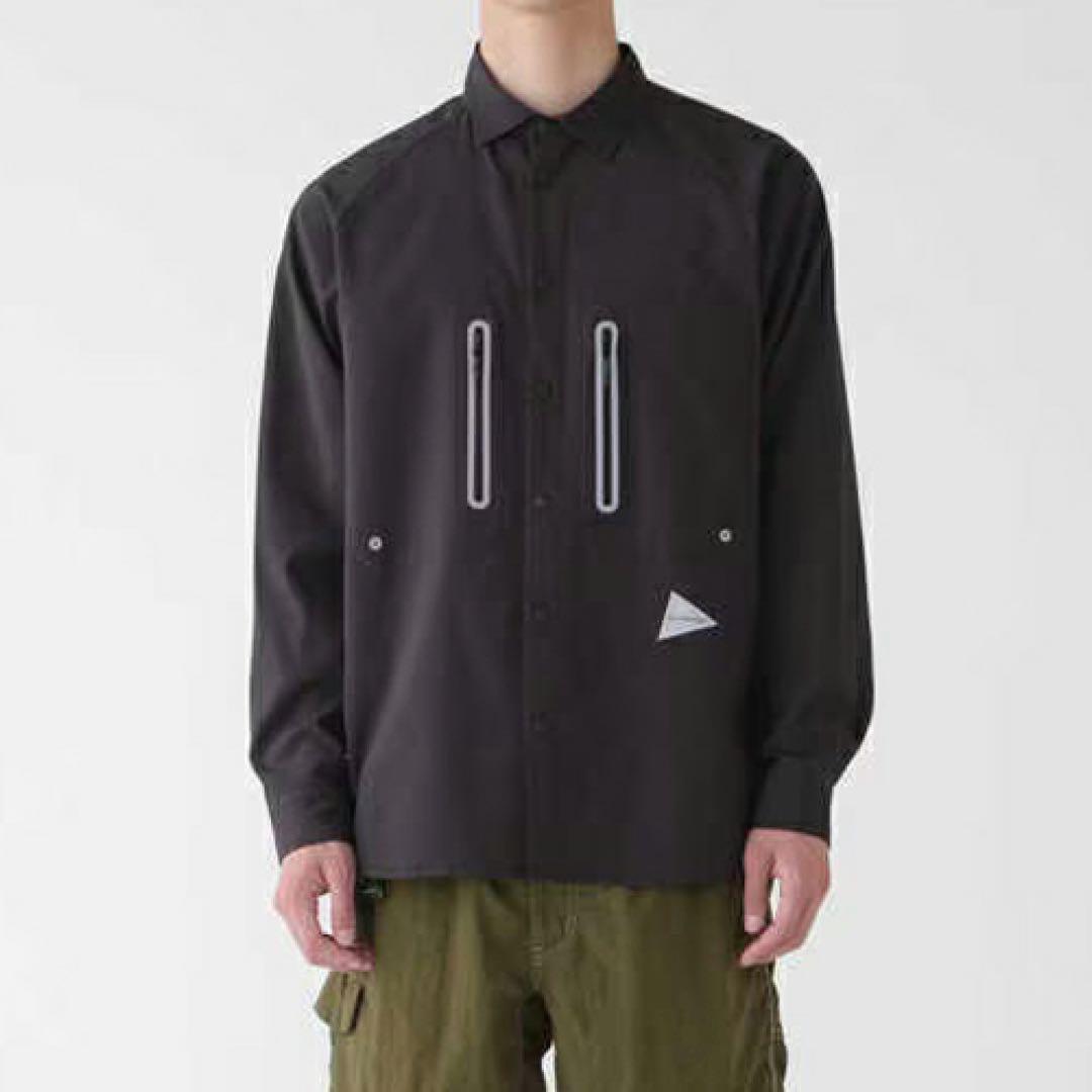 アンドワンダー and wander tech LS shirt ブラック L