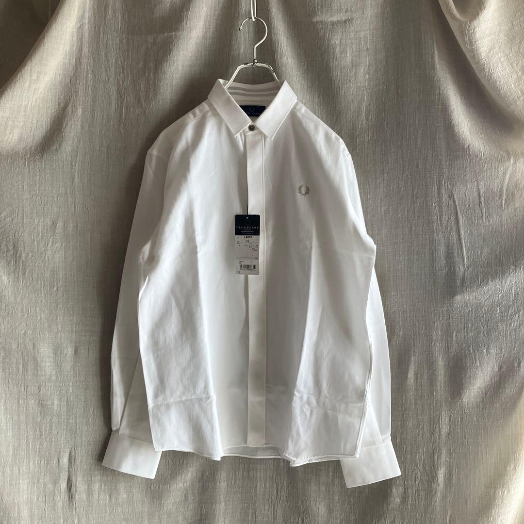 fled perry /長袖シャツ 白 無地 タグ付き L フレッドペリー
