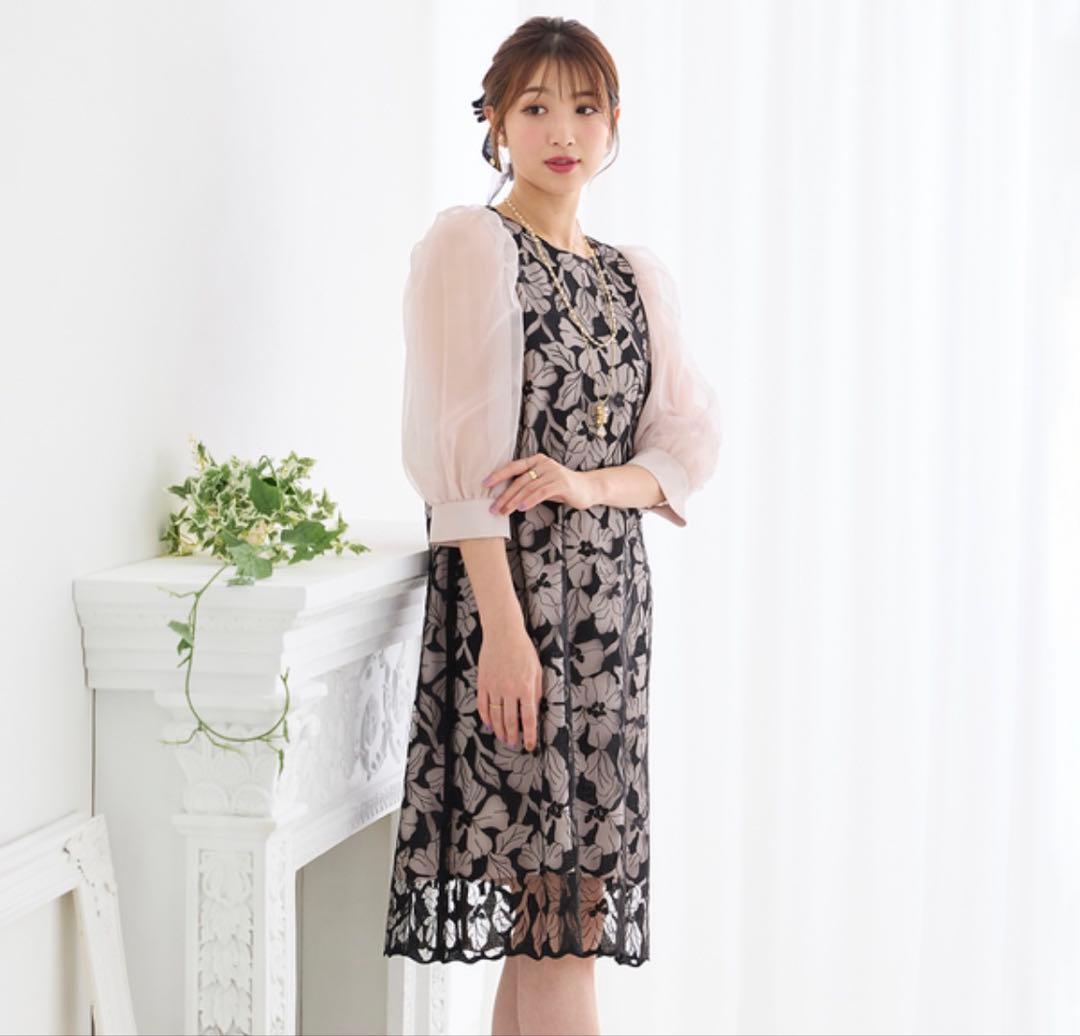 47300円　ローズティアラ人気ピンク42 チュール刺繍ワンピース　新品タグ付き