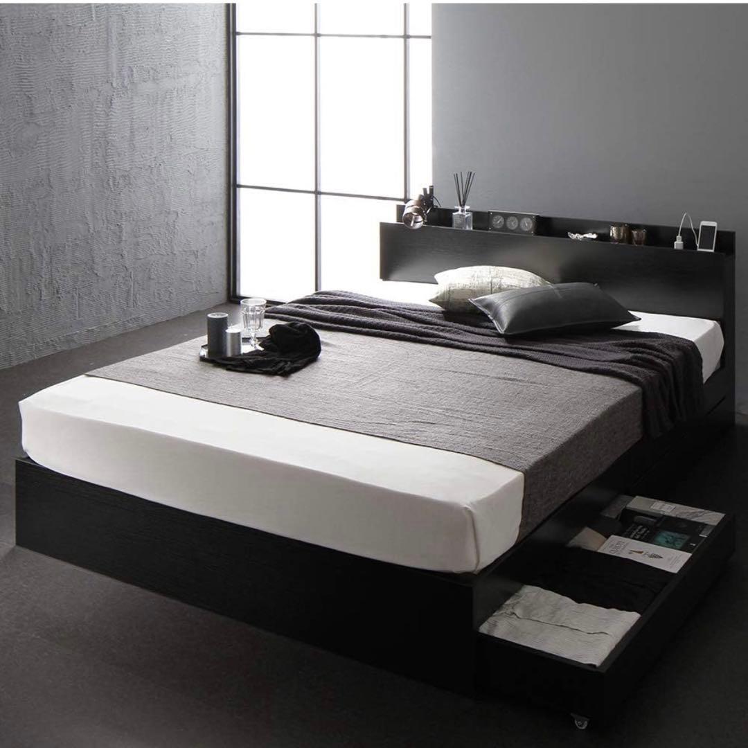 【kouga】ベッド セミダブル ベッドフレームのみ 収納付き 引き出し