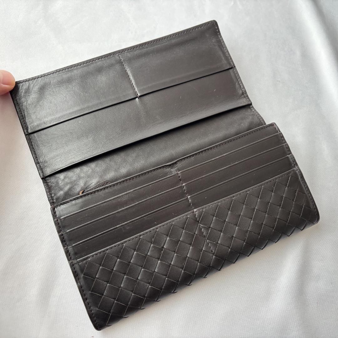 良品 ボッテガヴェネタ イントレチャート 長財布 お洒落 レザー ブラウン