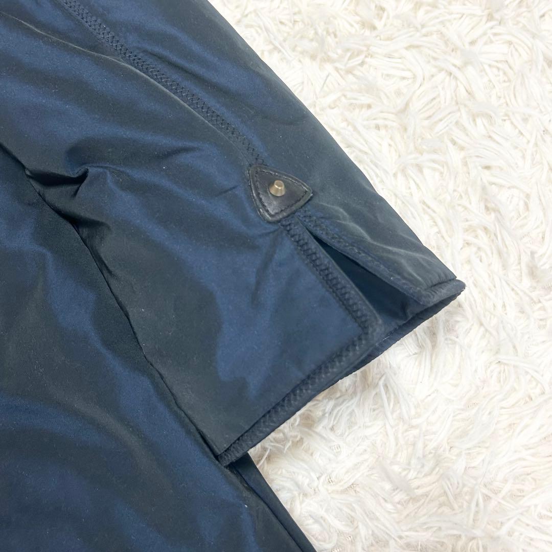 HANAE MORI ハナエモリ 中綿ダウンコート Aライン ネイビー 羊革