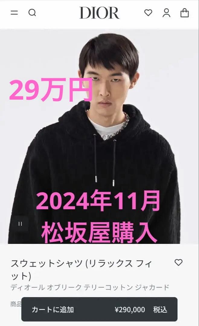 日本正規品　ディオール　パーカー　オブリーク　黒　M