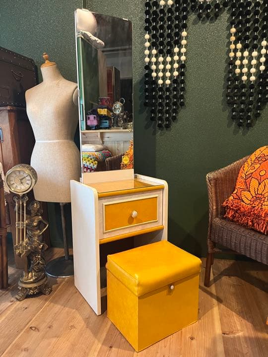 ドレッサー 鏡台 黄 レトロポップ 昭和レトロ インテリア 当時物 ビンテージ