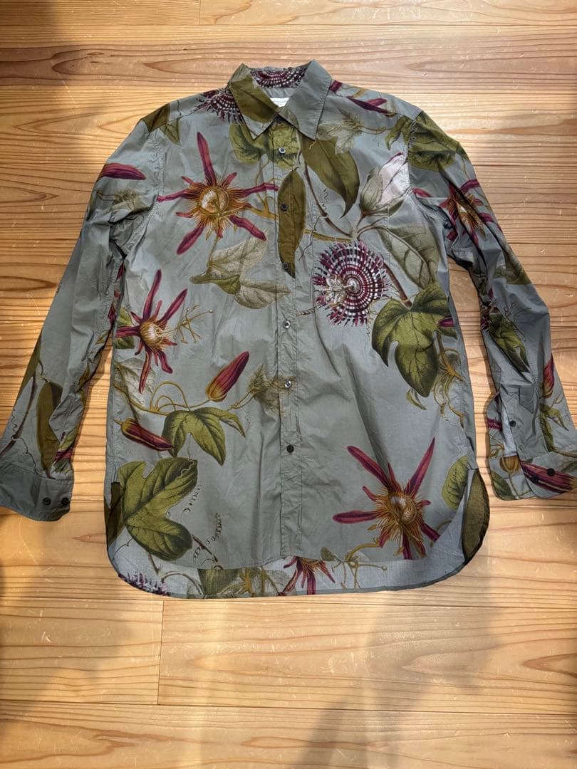 DRIES VAN NOTEN 花柄長袖シャツ グレー