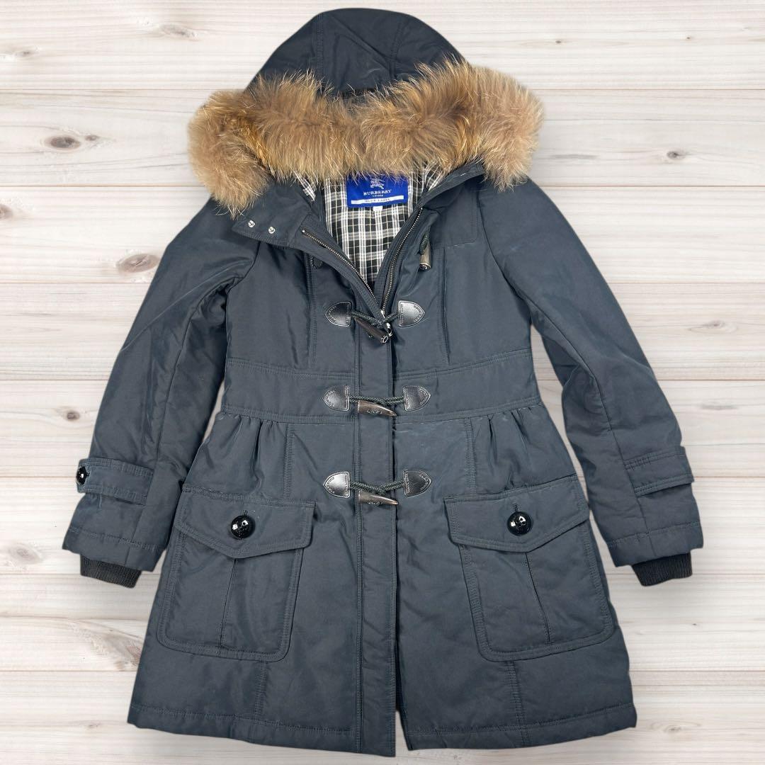 【美品】バーバリーブルーレーベル ダッフル風 中綿コート ノバチェック 38