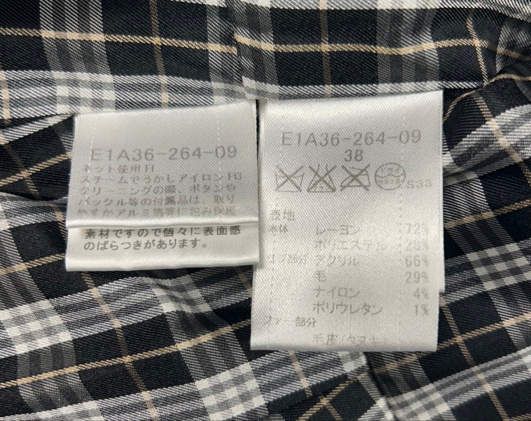 【美品】バーバリーブルーレーベル ダッフル風 中綿コート ノバチェック 38