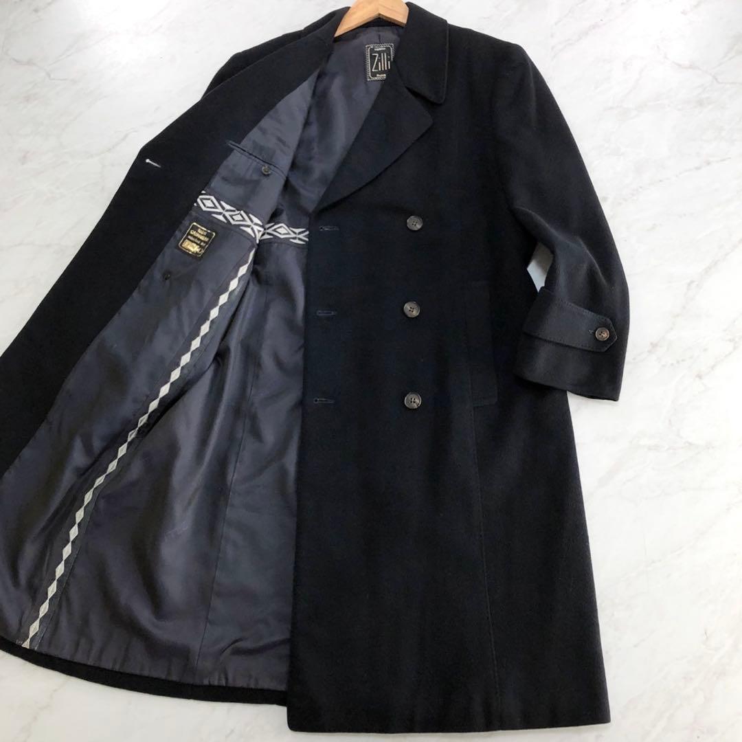 美品✨ZILLI ジリー カシミヤ100% ダブルチェスターコート 黒 M
