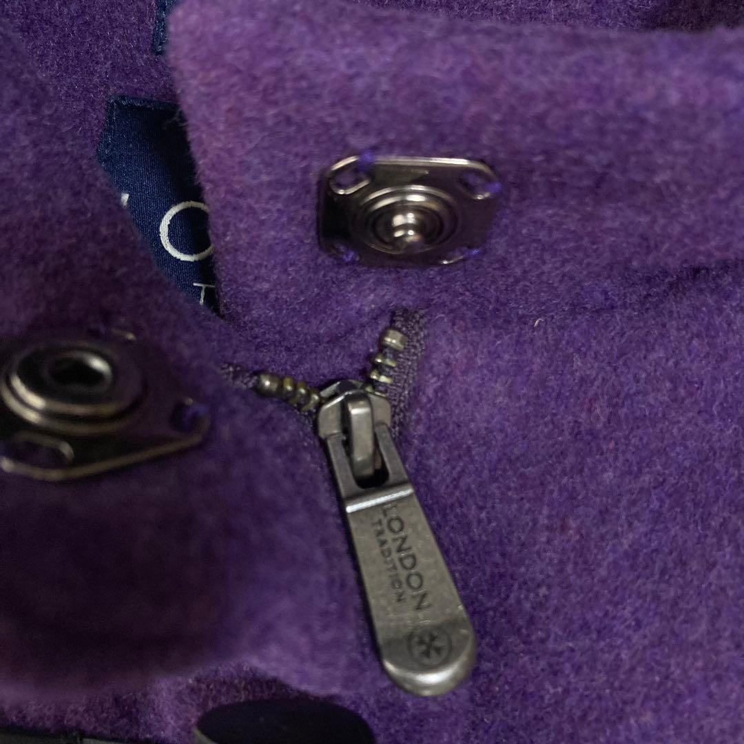 美品 ロンドントラディション ダッフルコート チェック柄 ロング パープル