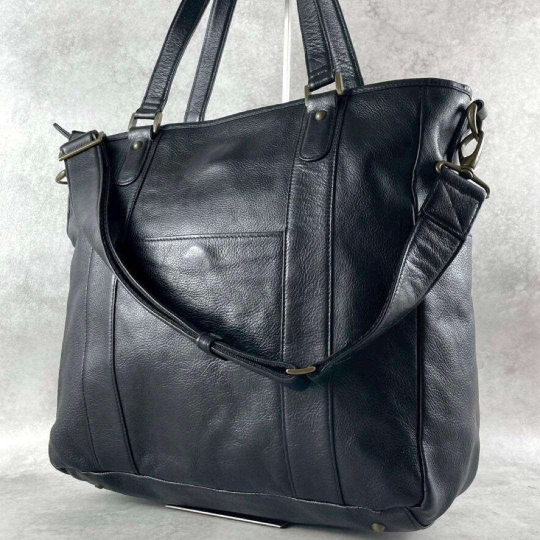 【美品✨】SOT 2way トートバッグ 大容量 オールレザー 黒