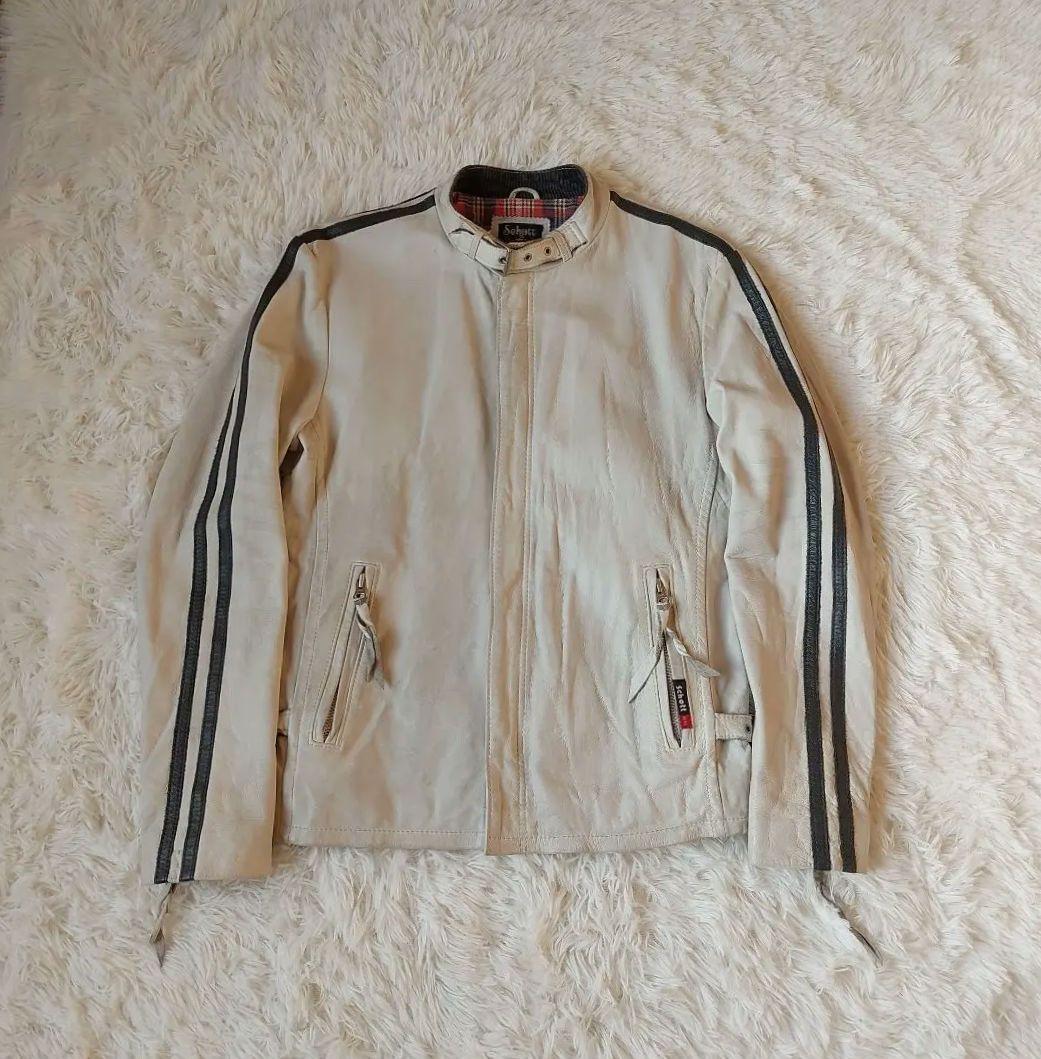 ジャケット・アウター Schott CLASSIC RACER Single Riders White