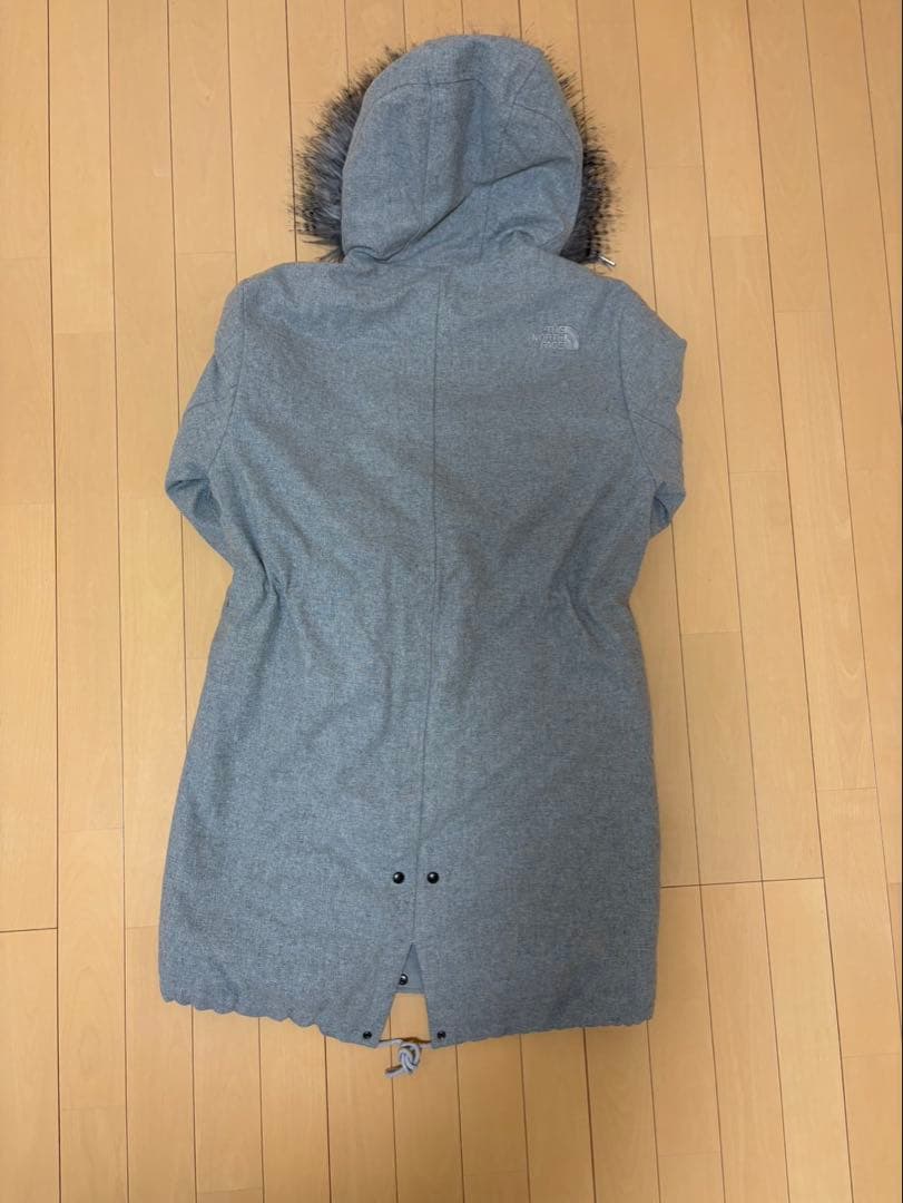 ノースフェイス ロングダウンコート ファー付 グレー S