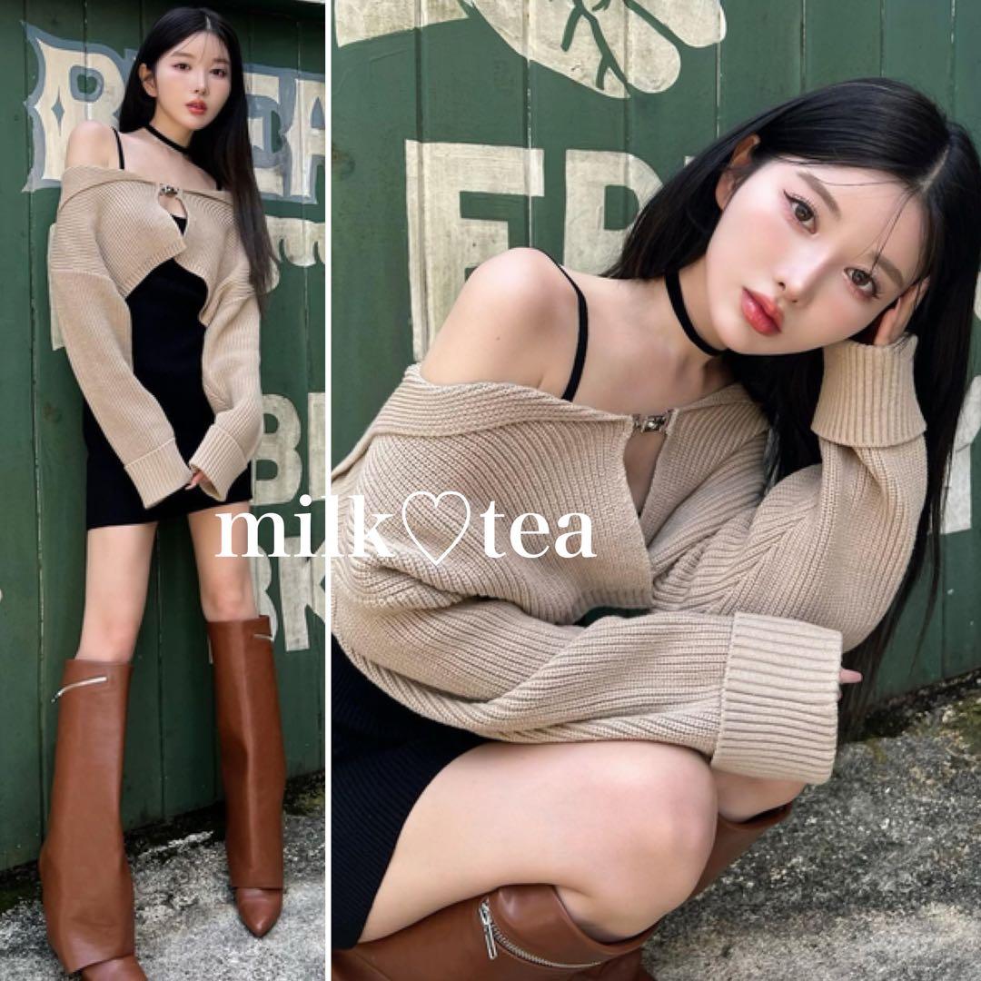 新品タグ付 ダーリッチ ボリュームオフショルアンサンブルミニワンピース F