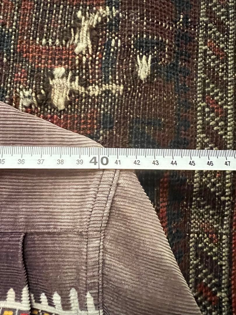 1950年代 50s プリントコーデュロイ シャツ　フェード