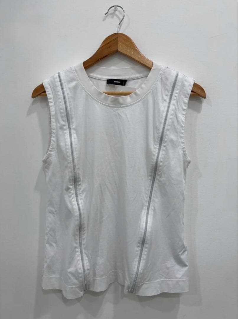 DIESEL タンクトップ ダブルジップ 白 S Y2K アーカイブ