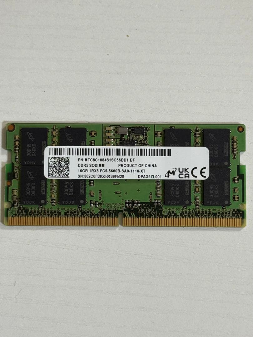 Micron DDR5 16GB 5600 SODIMM メモリー