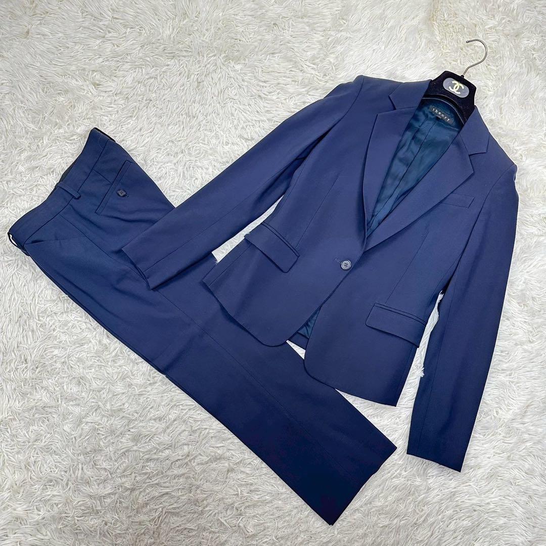 美品✨ セオリー パンツスーツ ネイビー Sサイズ 総裏 TAILOR