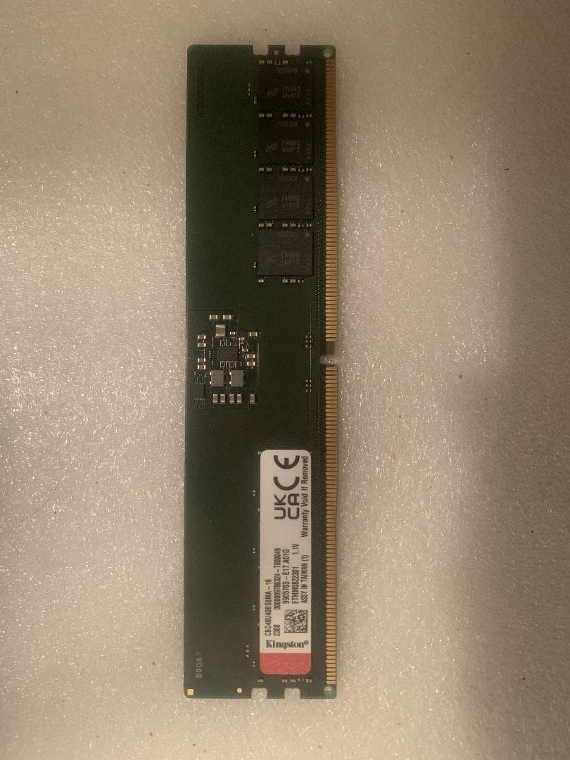 美品中古 DDR5 4800 16gb Kingston × 1