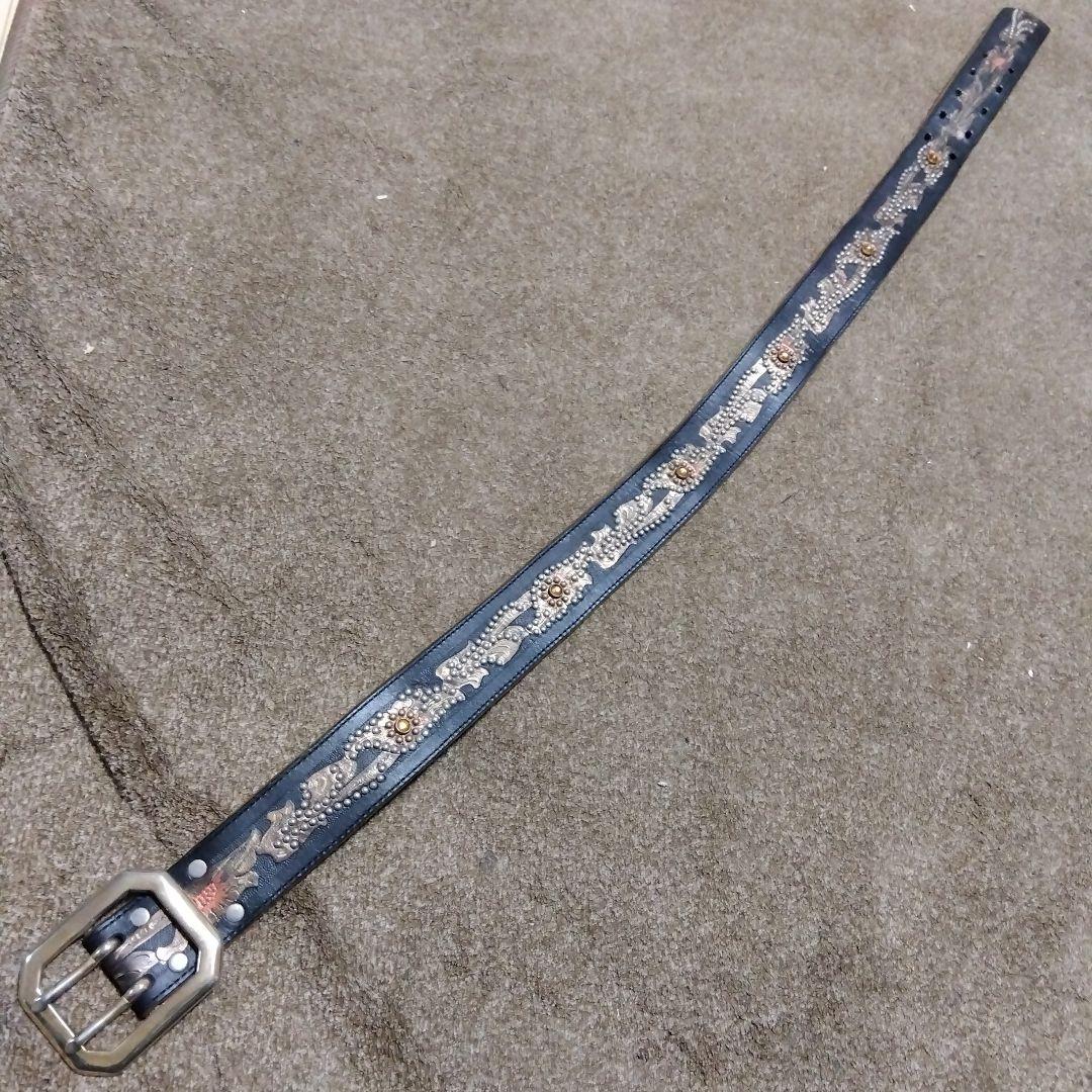 32inch W.C.L.C レザー スタッズベルト ブラック