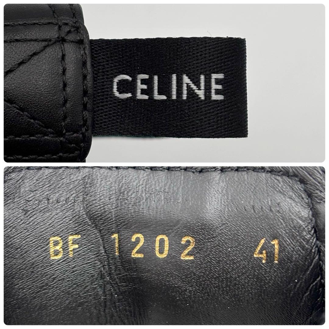 極美品 セリーヌ マーガレット チェルシーブーツ ロゴサイドゴアブーツ ブラック