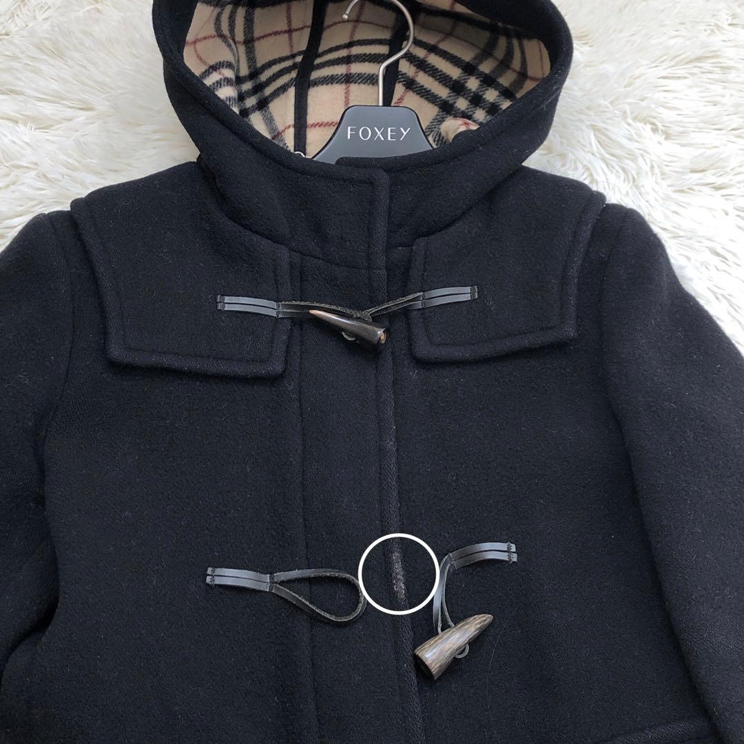 王道✨バーバリー　ダッフルコート　ノバチェック　ロゴ刻印　英国製　フード