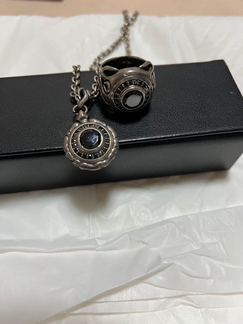 CRONUS ネックレス、指輪セット　オニキス