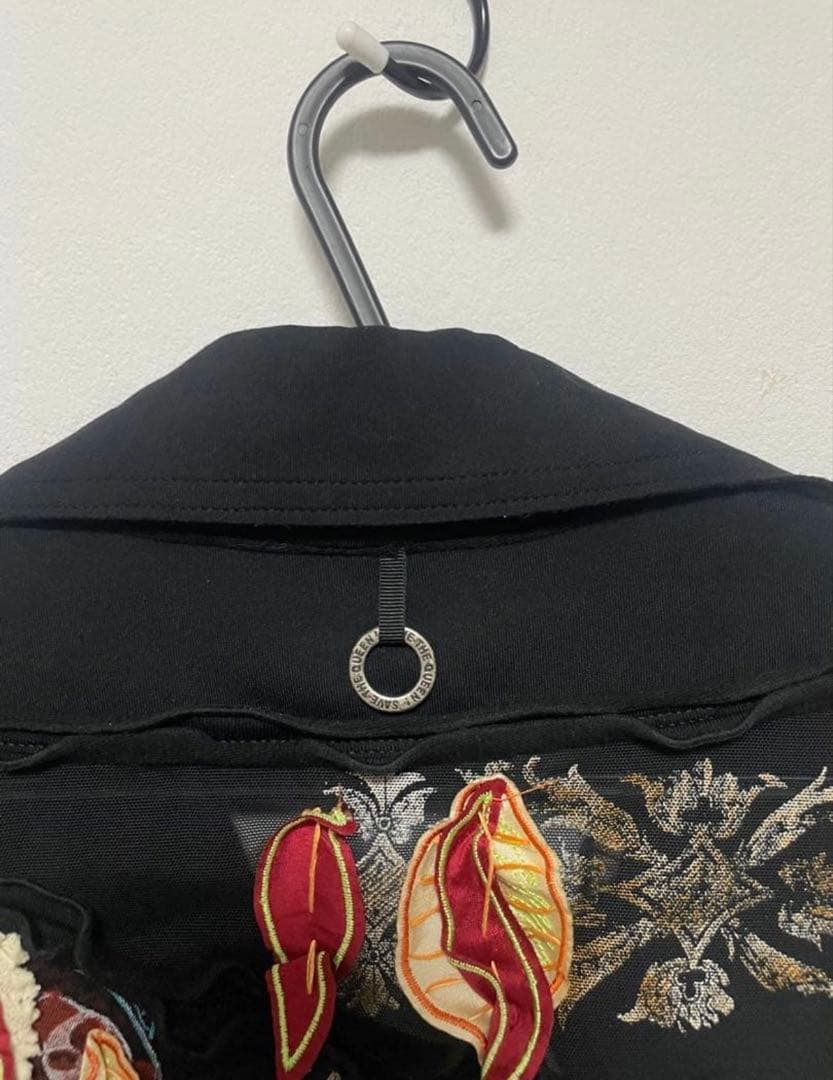 SAVE THE QUEEN 平成ギャル y2k 刺繍　黒い花柄ジャケット